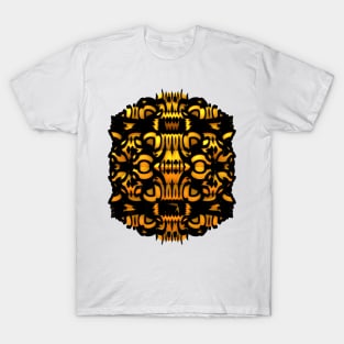 Three-dimensional fractal rendered shape in yellow and black tones T-Shirt